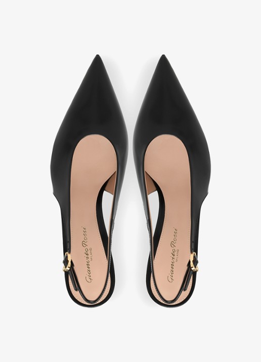 Gianvito Rossi Robbie slingback van kalfsleer - detail 3 zwart