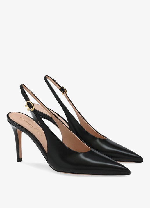 Gianvito Rossi Robbie slingback van kalfsleer - voorkant 2 zwart