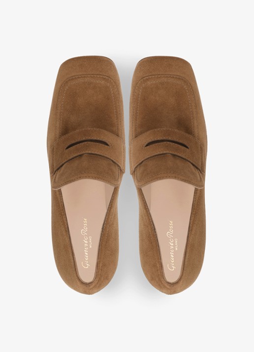 Gianvito Rossi Rouen 45 mocassin van suède - detail 4 bruin