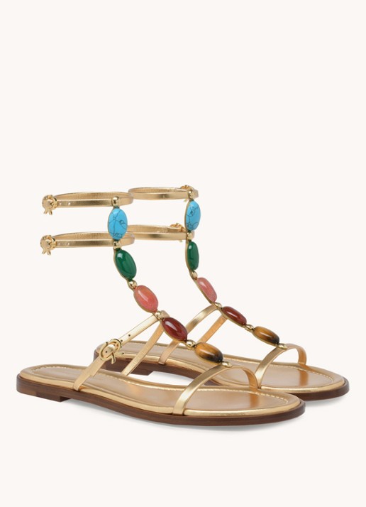 Gianvito Rossi Shanti 05 sandaal van lamsleer - voorkant 3 goud