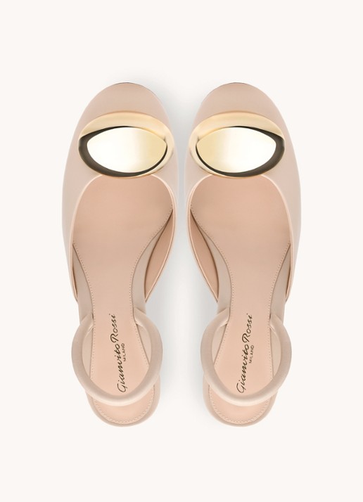 Gianvito Rossi Sphera 45 slingback van lamsleer - achterkant 3 creme