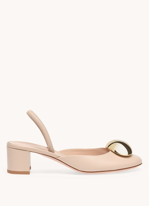 Gianvito Rossi Sphera 45 slingback van lamsleer - voorkant creme