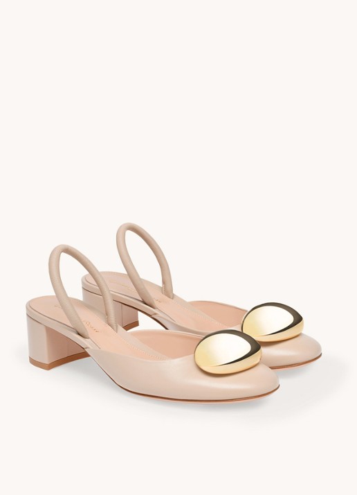 Gianvito Rossi Sphera 45 slingback van lamsleer - voorkant 2 creme