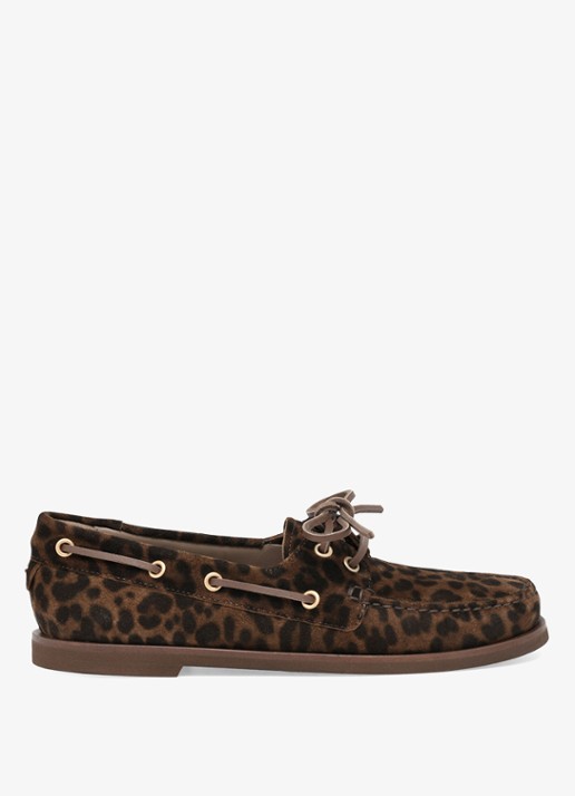 Gianvito Rossi Vandée moccasin van suède met panterprint