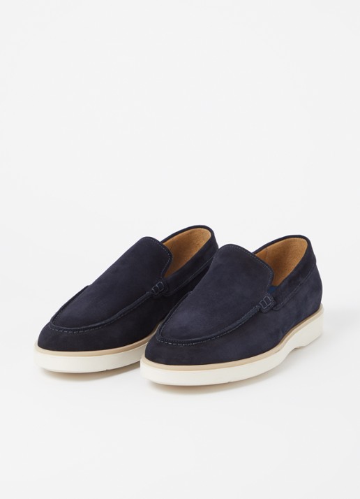 Giorgio Basic slip-on van suède - detail 2 donkerblauw
