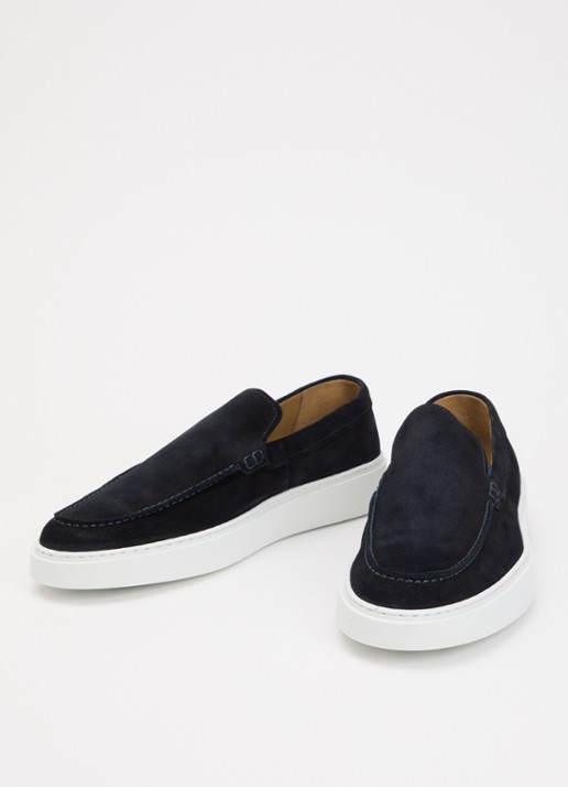 Giorgio Clean Cup slip-on van suède - detail 2 donkerblauw