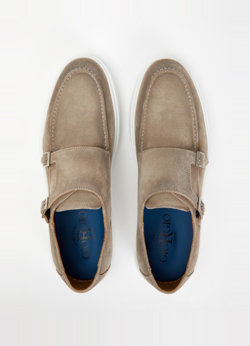 Giorgio Loafer van suède met gespdetail - detail 4 zand