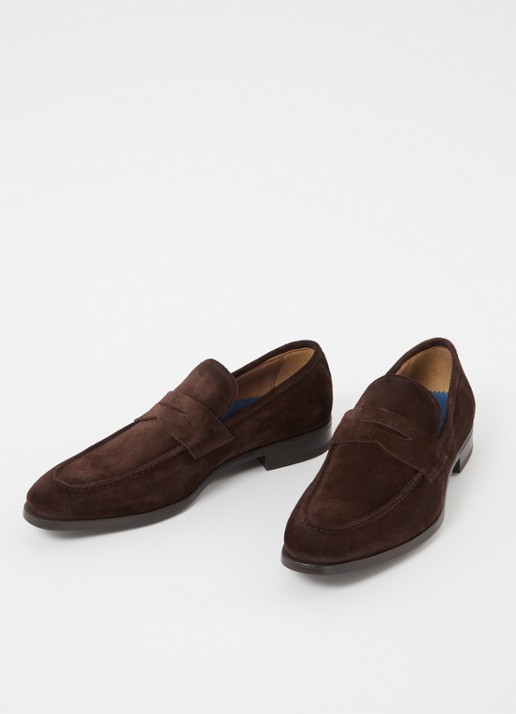 Giorgio Penny loafer van suède - detail 2 donkerbruin