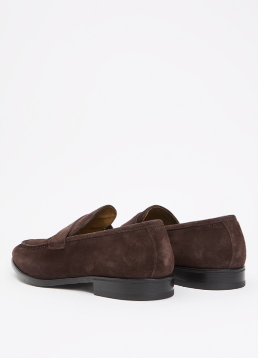 Giorgio Penny loafer van suède - achterkant donkerbruin