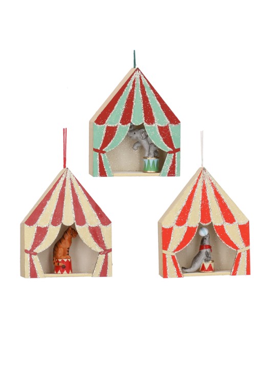 Gisela Graham Circus Tent kersthanger 10 cm set van 3