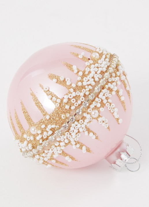 Gisela Graham Crush kerstbal 9 cm - detail 3 roze