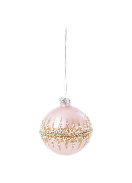 Gisela Graham Crush kerstbal 9 cm - voorkant roze