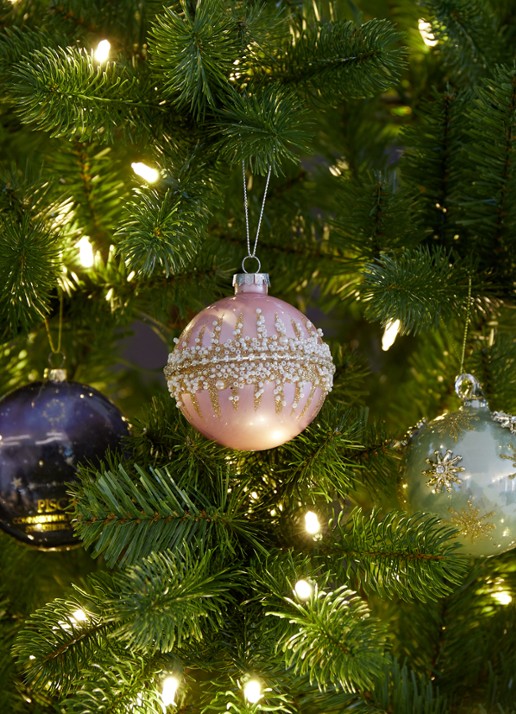 Gisela Graham Crush kerstbal 9 cm - voorkant 2 roze