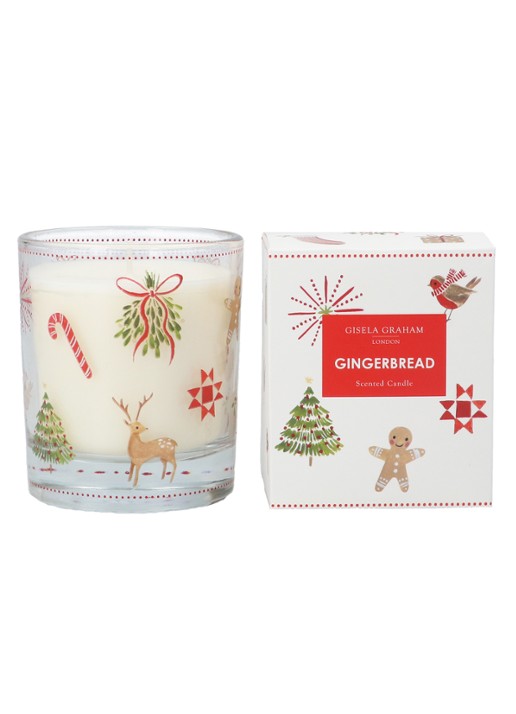 Gisela Graham Gingerbread geurkaars - voorkant rood