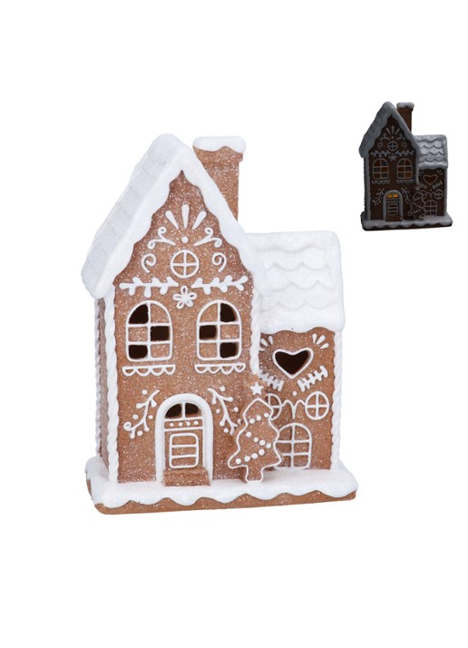 Gisela Graham Gingerbread Huis kerstornament met LED verlichting 20 cm