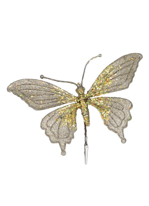 Gisela Graham Glitter Vlinder met clip 25 cm