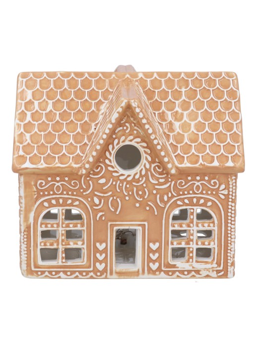 Gisela Graham Lichtgevend Peperkoekhuis 14 cm - voorkant bruin