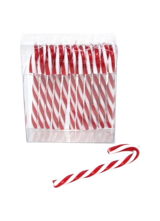 Gisela Graham Mini zuurstok kersthanger 10 cm set van 12 - voorkant rood