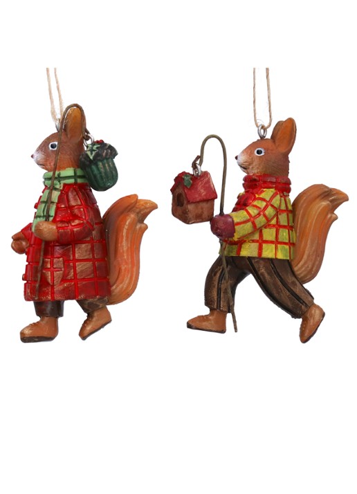 Gisela Graham Mr. & Mrs Eekhoorn kersthanger 9 cm set van 2