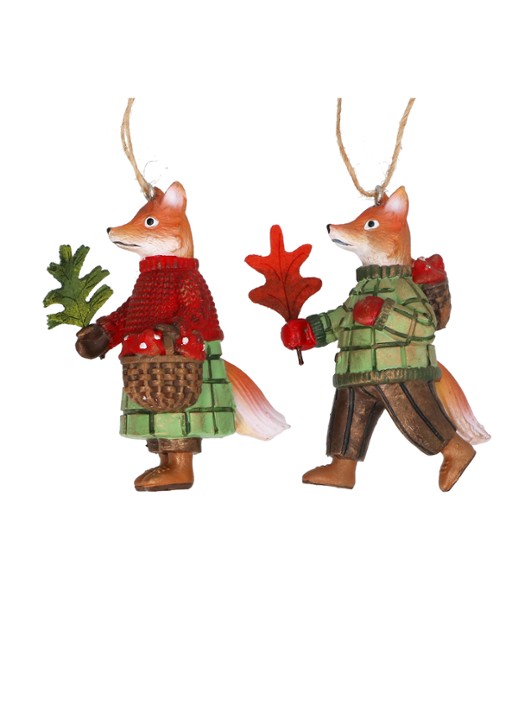 Gisela Graham Mr. & Mrs. Vos kersthanger 7 cm set van 2