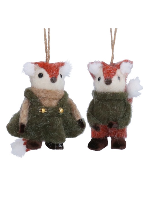 Gisela Graham Mr. & Mrs. Vos kersthanger 9 cm set van 2