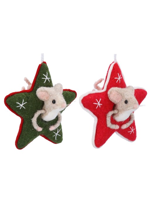 Gisela Graham Muis in Ster kersthanger 12 cm set van 2