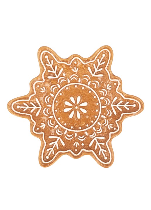 Gisela Graham Peperkoek Sneeuwvlok gebaksbordje 16 cm - voorkant bruin