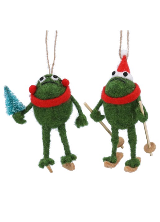 Gisela Graham Skiënde & Schaatsende Kikker 14 cm set van 2