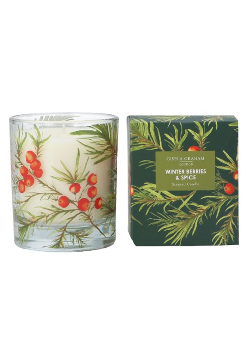 Gisela Graham Winter Berries & Spice geurkaars - voorkant multicolor