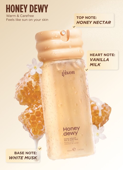 Gisou Honey Infused Hair and Body Mist  - haar- en bodymist - voorkant 7 mist honeydew