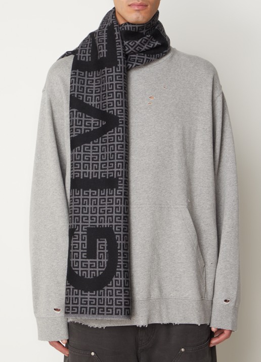 Givenchy 4G sjaal in zijdeblend met logoprint 175 x 35 cm  - voorkant 3 zwart