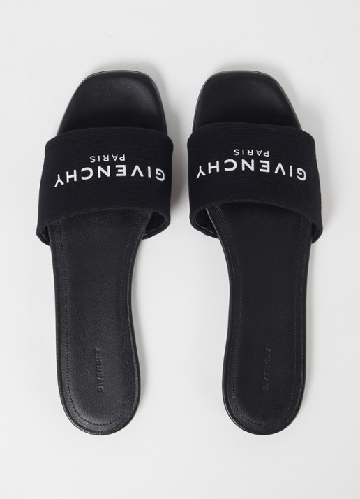 Givenchy 4G slipper van canvas met logo - detail 4 zwart