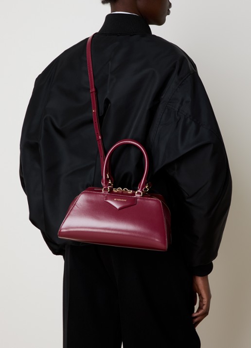 Givenchy Antigona East-West Mini handtas van kalfsleer met afneembare schouderriem - voorkant 6 bordeauxrood