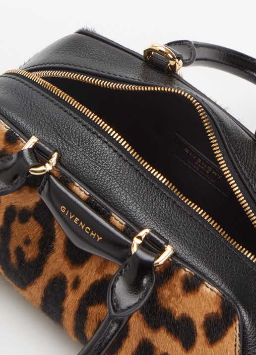 Givenchy Antigona handtas van kalfsleer met panterprint - detail zwart