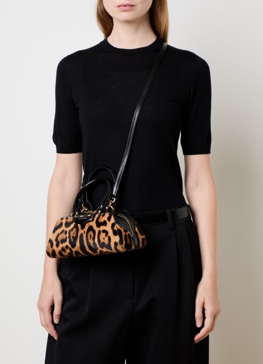Givenchy Antigona handtas van kalfsleer met panterprint - voorkant 8 zwart