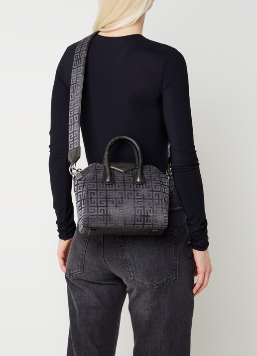 Givenchy Antigona Mini handtas van canvas met kalfsleren details - voorkant 4 grijs