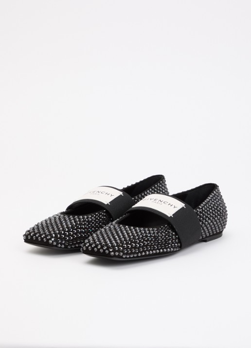 Givenchy Ballerina met strass en logo - detail 4 zwart