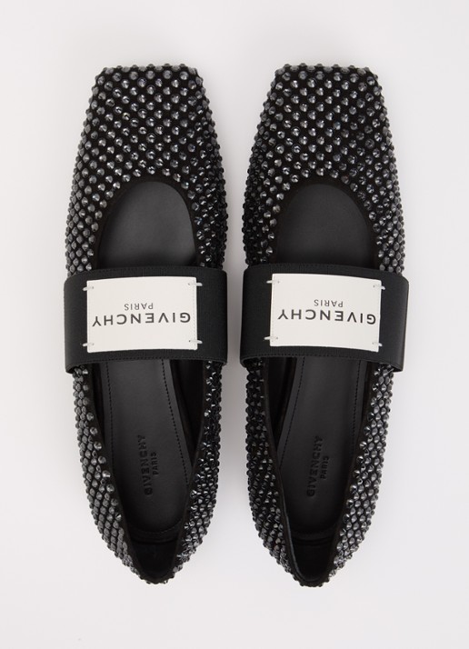 Givenchy Ballerina met strass en logo - detail 5 zwart
