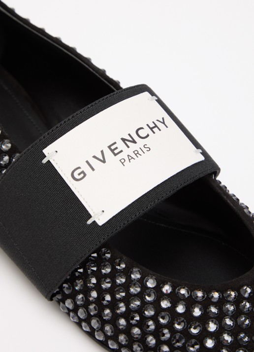 Givenchy Ballerina met strass en logo - detail 7 zwart