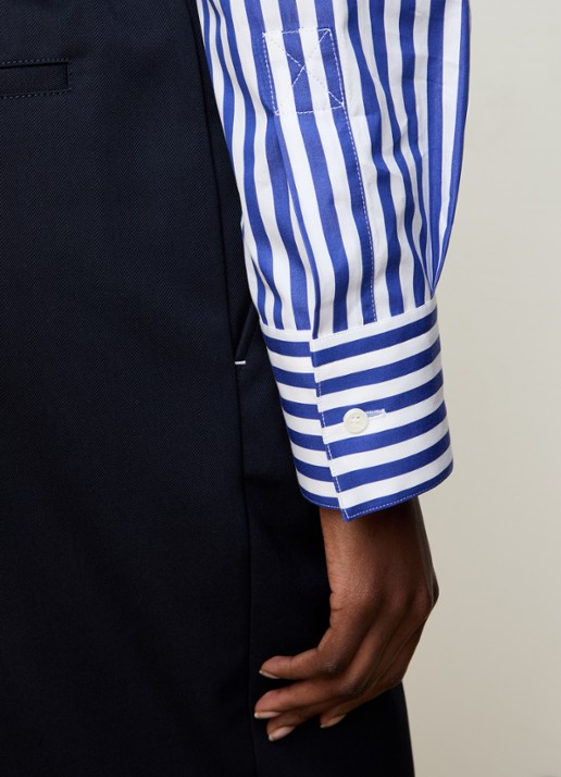 Givenchy Blouse met streepprint en rugdecolleté - detail 5 donkerblauw