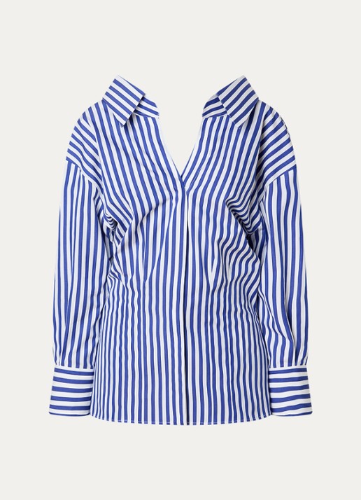 Givenchy Blouse met streepprint en rugdecolleté - voorkant donkerblauw