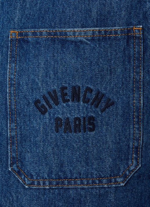 Givenchy Blouse van denim met borstzak en logoborduring - detail 5 blauw