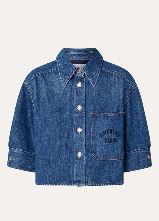 Givenchy Blouse van denim met borstzak en logoborduring