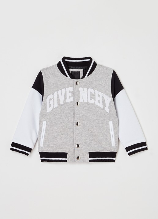 Givenchy Bomberjack met logoborduring - voorkant 2 grijsmele