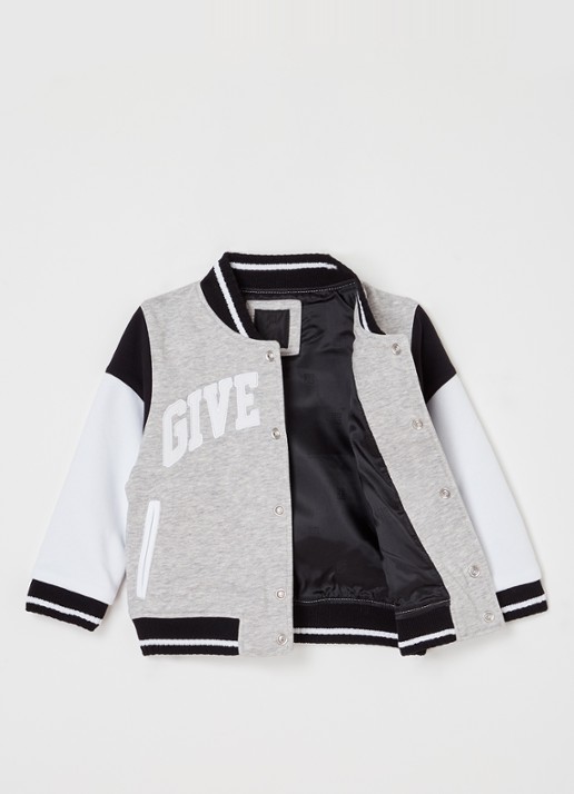 Givenchy Bomberjack met logoborduring - voorkant 3 grijsmele