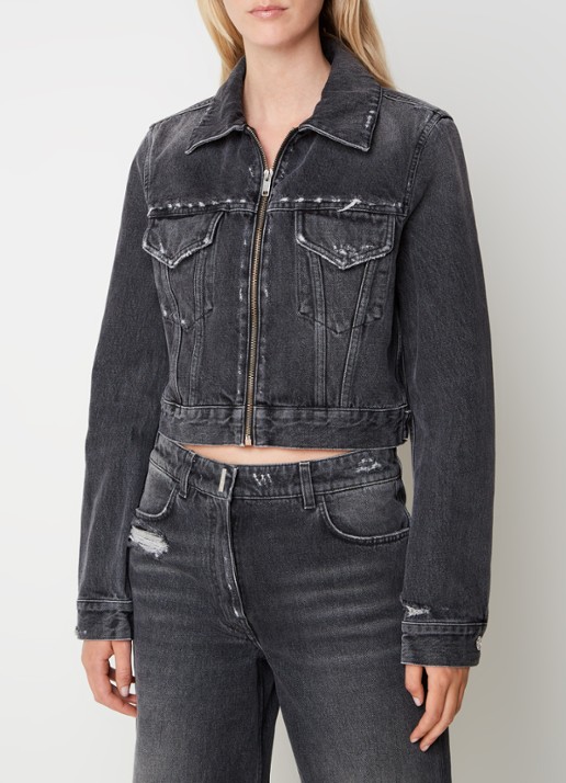 Givenchy Cropped spijkerjas met borstzakken - detail zwart