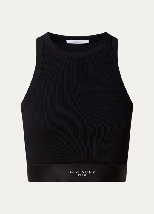 Givenchy Cropped tanktop met logoband - voorkant 4 zwart