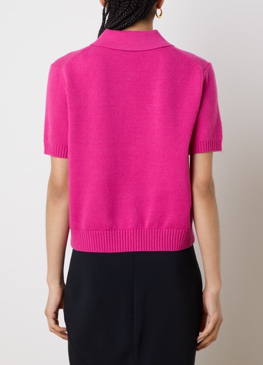 Givenchy Fijngebreide crop top in kasjmierblend met logoborduring - achterkant 3 fuchsia
