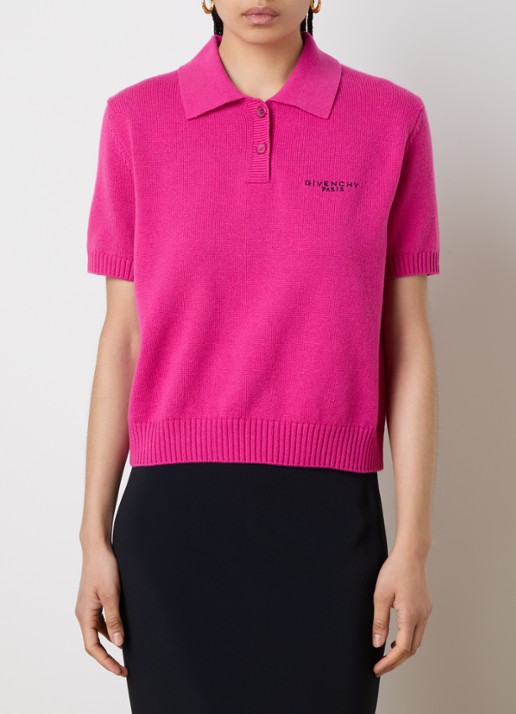 Givenchy Fijngebreide crop top in kasjmierblend met logoborduring