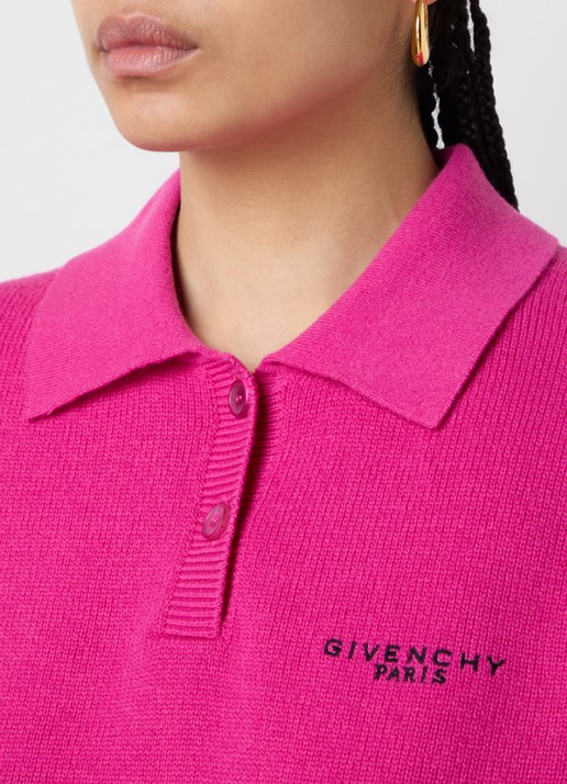 Givenchy Fijngebreide crop top in kasjmierblend met logoborduring - detail 5 fuchsia